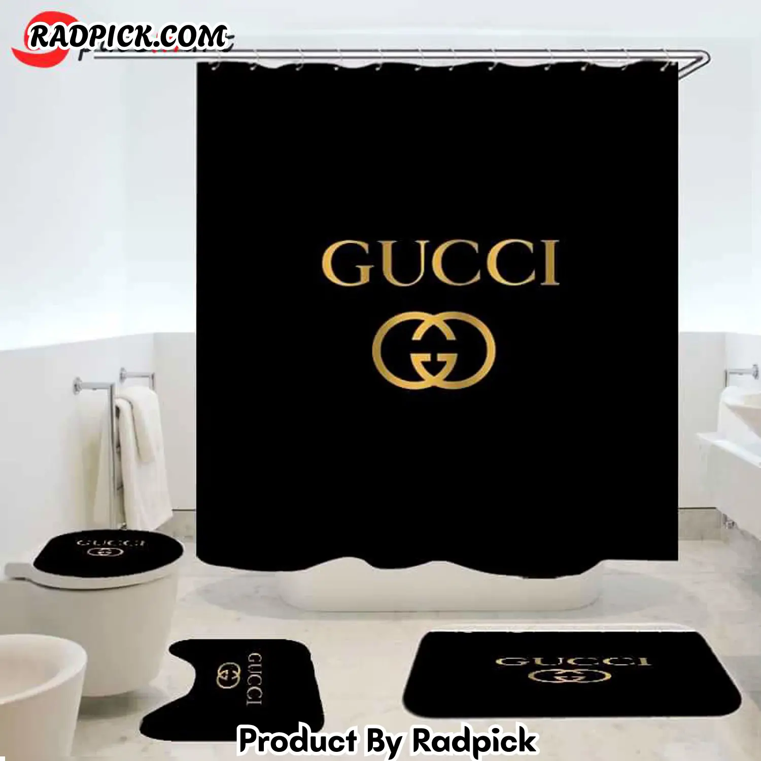 Gucci black bathroom set hot luxury shower curtain bath rug mat home decor 163 bathroom accessory sets rp387782